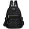 Diamond Check Embroidered Backpack Fashionable Womens Travel Bag with Riveted Detailing