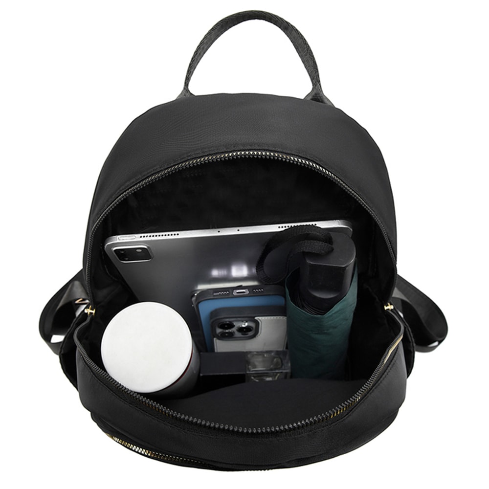 Diamond Check Embroidered Backpack Fashionable Womens Travel Bag with Riveted Detailing