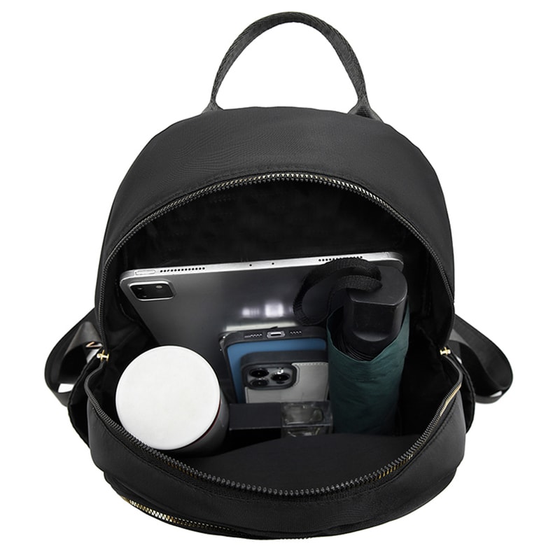 Diamond Check Embroidered Backpack Fashionable Womens Travel Bag with Riveted Detailing