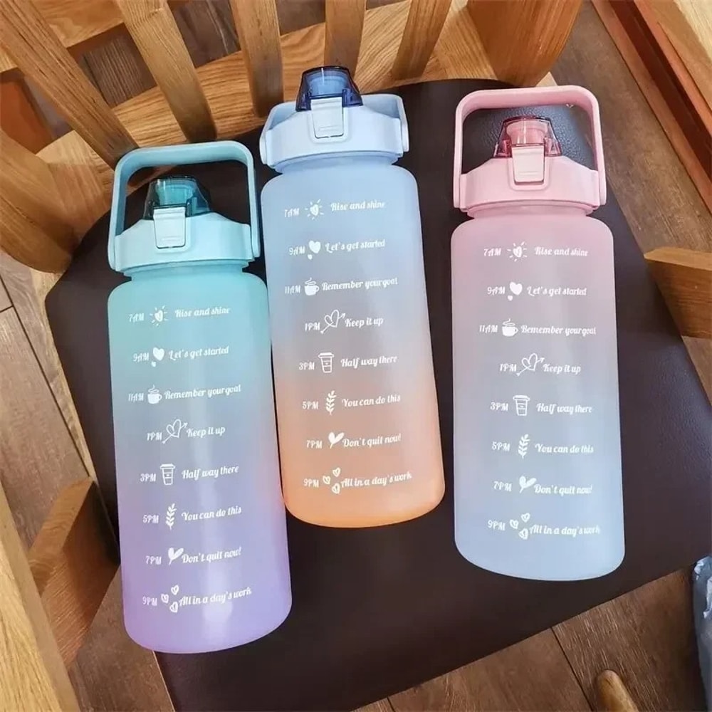 Leakproof Fitness Water Bottle Set With Time Mark Track Hydration For Workout Office And Travel 2
