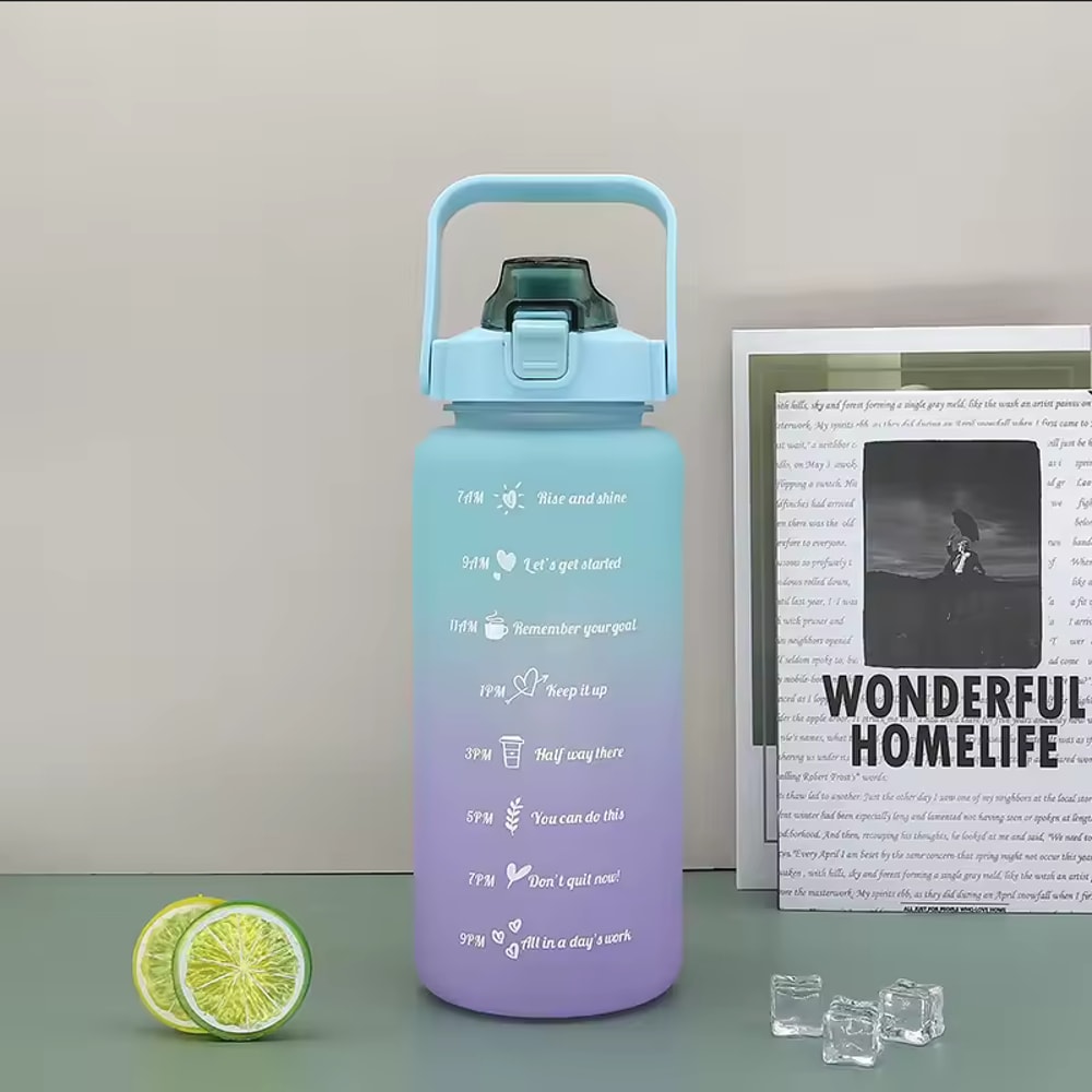 Leakproof Fitness Water Bottle Set With Time Mark Track Hydration For Workout Office And Travel 5