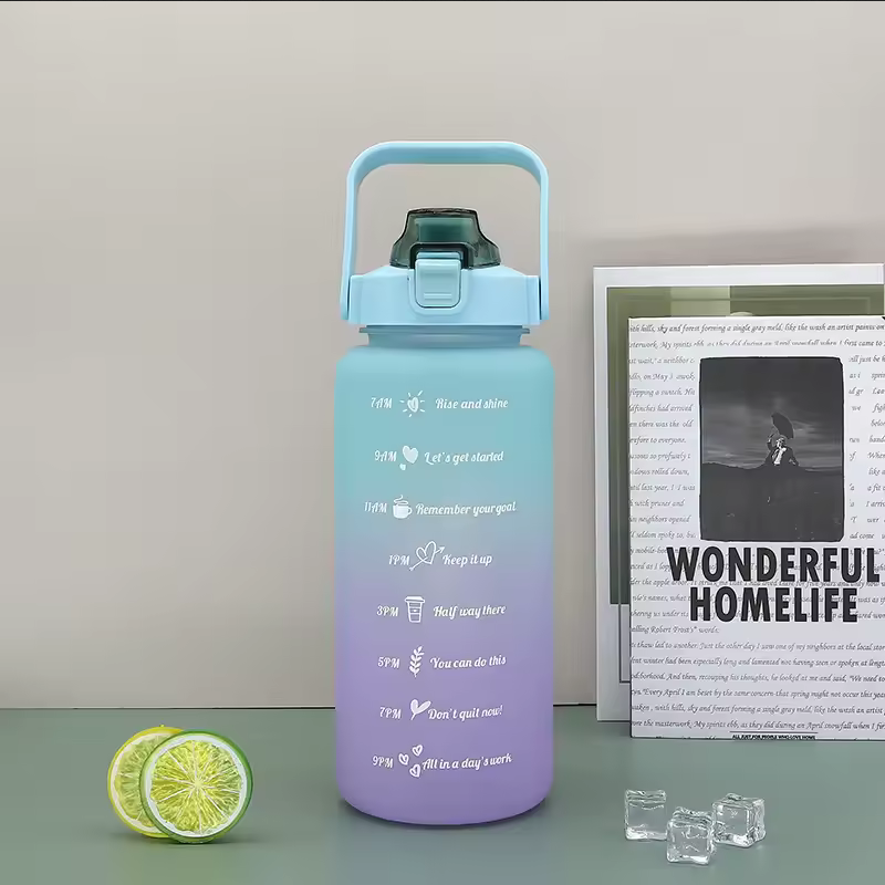 Leakproof Fitness Water Bottle Set With Time Mark Track Hydration For Workout Office And Travel 5