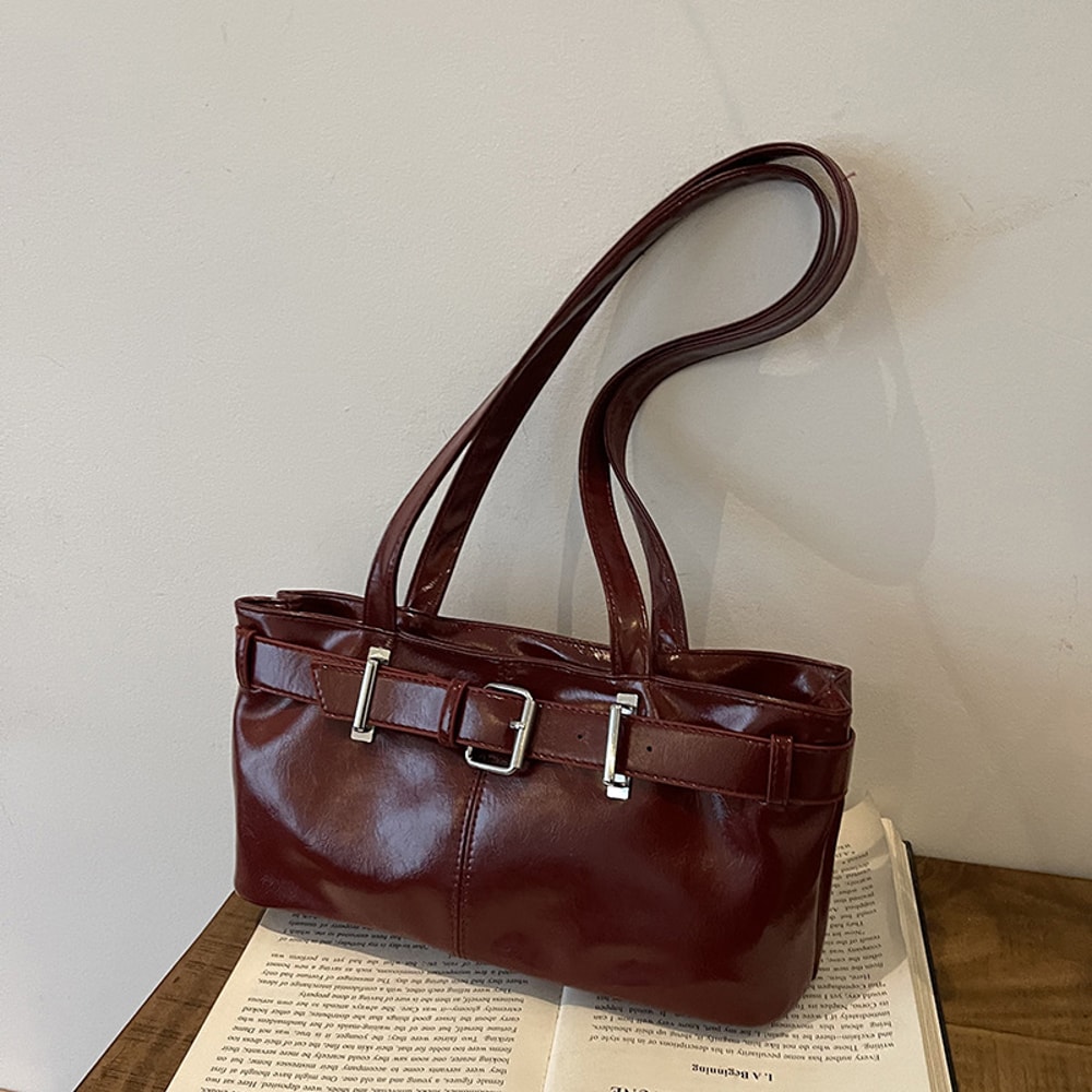 Vintage PU Leather Shoulder Bag for Women Stylish Commuter Handbag & Purse