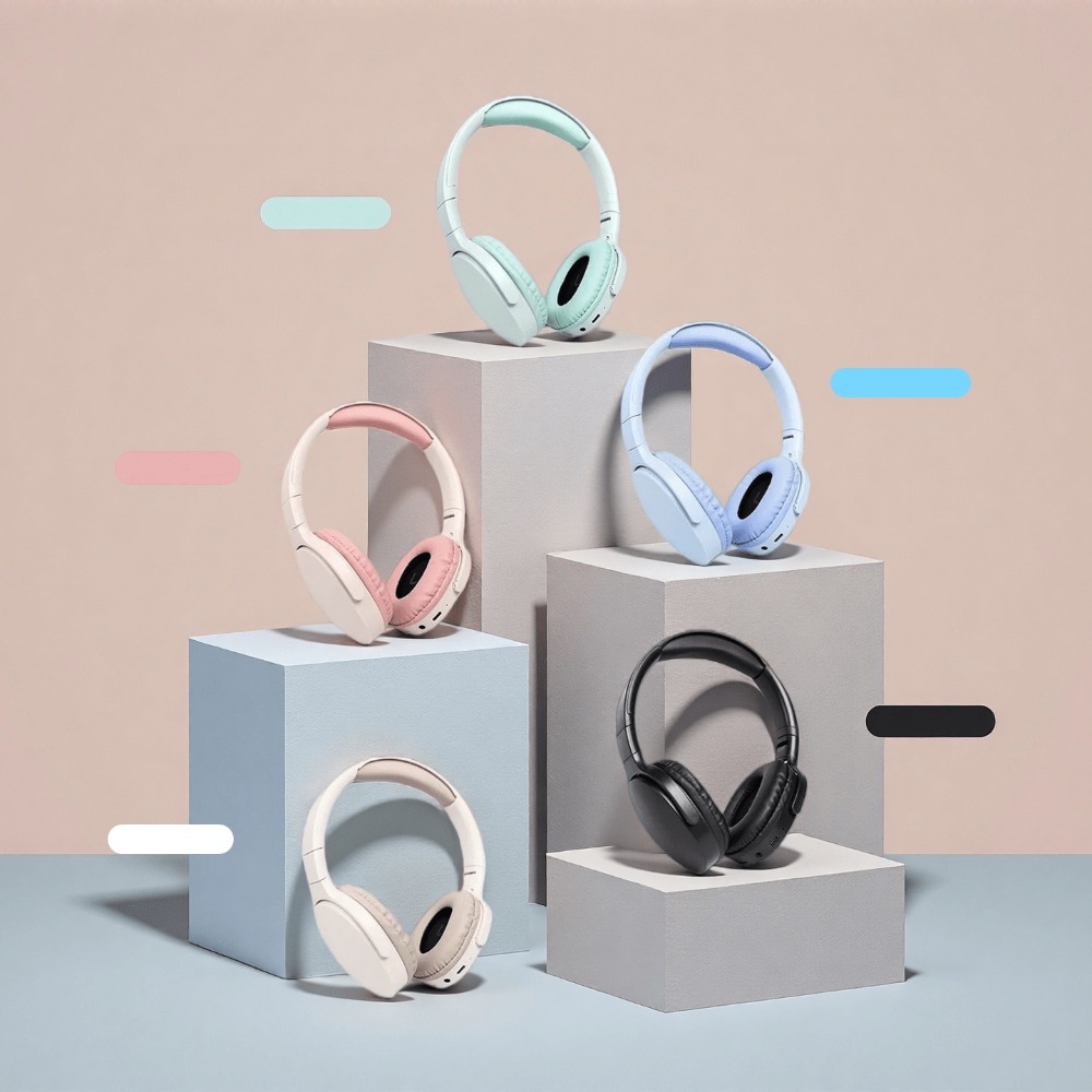 Fashionable Bluetooth Wireless Headphones Over Ear Deep Bass Sports Stereo HiFi Sound, Long Battery Life