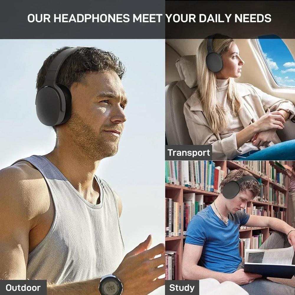 Hot Wireless Bluetooth Headphones Over Ear HiFi Stereo Sound Sports Ready Comfortable Fit Long Batt 4