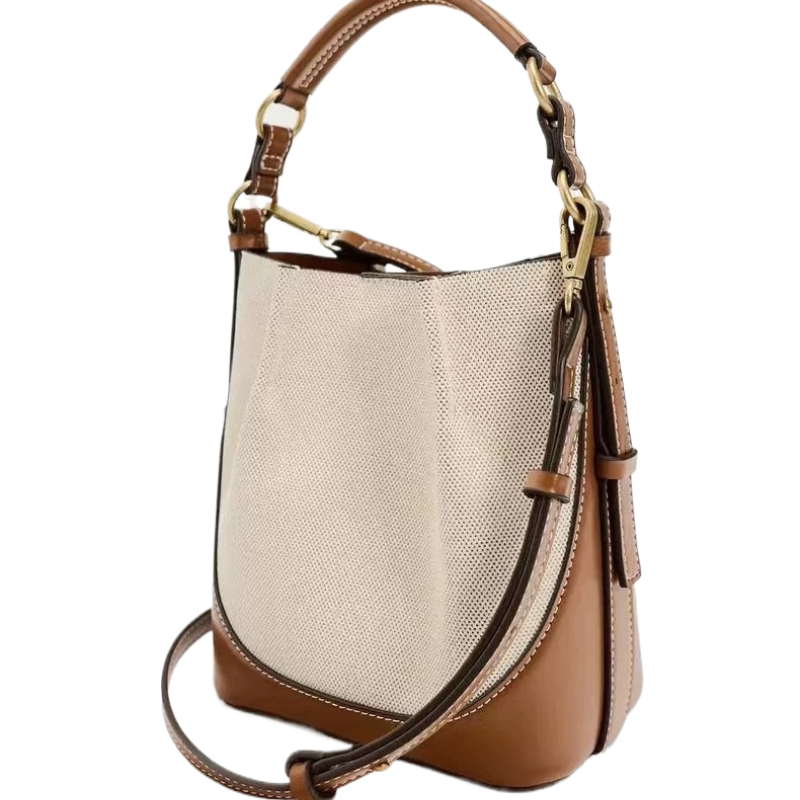 Fashionable Style Drawstring Bucket Bag For Women Portable Brown Crossbody Bag 0