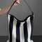 Niche Striped Canvas Bucket Bag For Women Large Capacity Commuting Tote Trendy Single Shoulder Bag 1