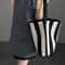 Niche Striped Canvas Bucket Bag For Women Large Capacity Commuting Tote Trendy Single Shoulder Bag 2