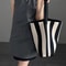 Niche Striped Canvas Bucket Bag For Women Large Capacity Commuting Tote Trendy Single Shoulder Bag 2