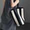 Niche Striped Canvas Bucket Bag For Women Large Capacity Commuting Tote Trendy Single Shoulder Bag 5