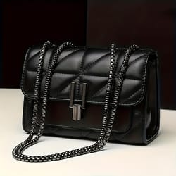 elegant black mini tartan crossbody bag with adjustable shoulder strap