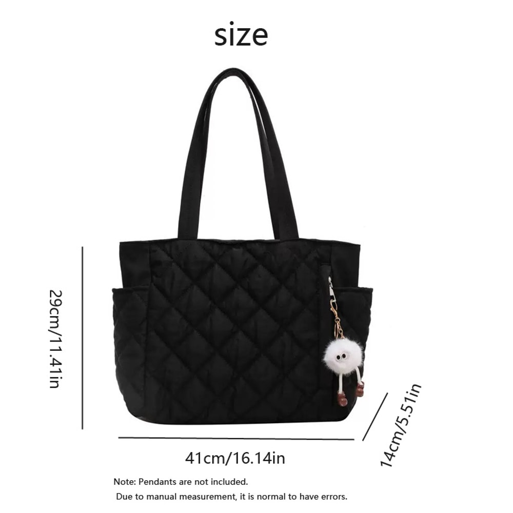 Chic Quilted Tote Bag Stylish MultiPocket Handbag With Pendant Large Capacity Shoulder Bag For Dail 2