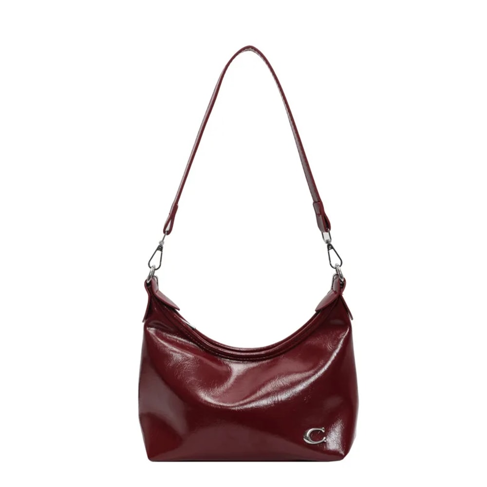 Chic Patent Leather Shoulder Bag For Women Summer Underarm Crossbody Bag With Chain Soft Square Sha 3