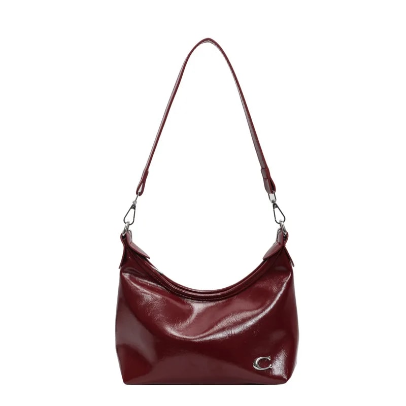 Chic Patent Leather Shoulder Bag For Women Summer Underarm Crossbody Bag With Chain Soft Square Sha 3