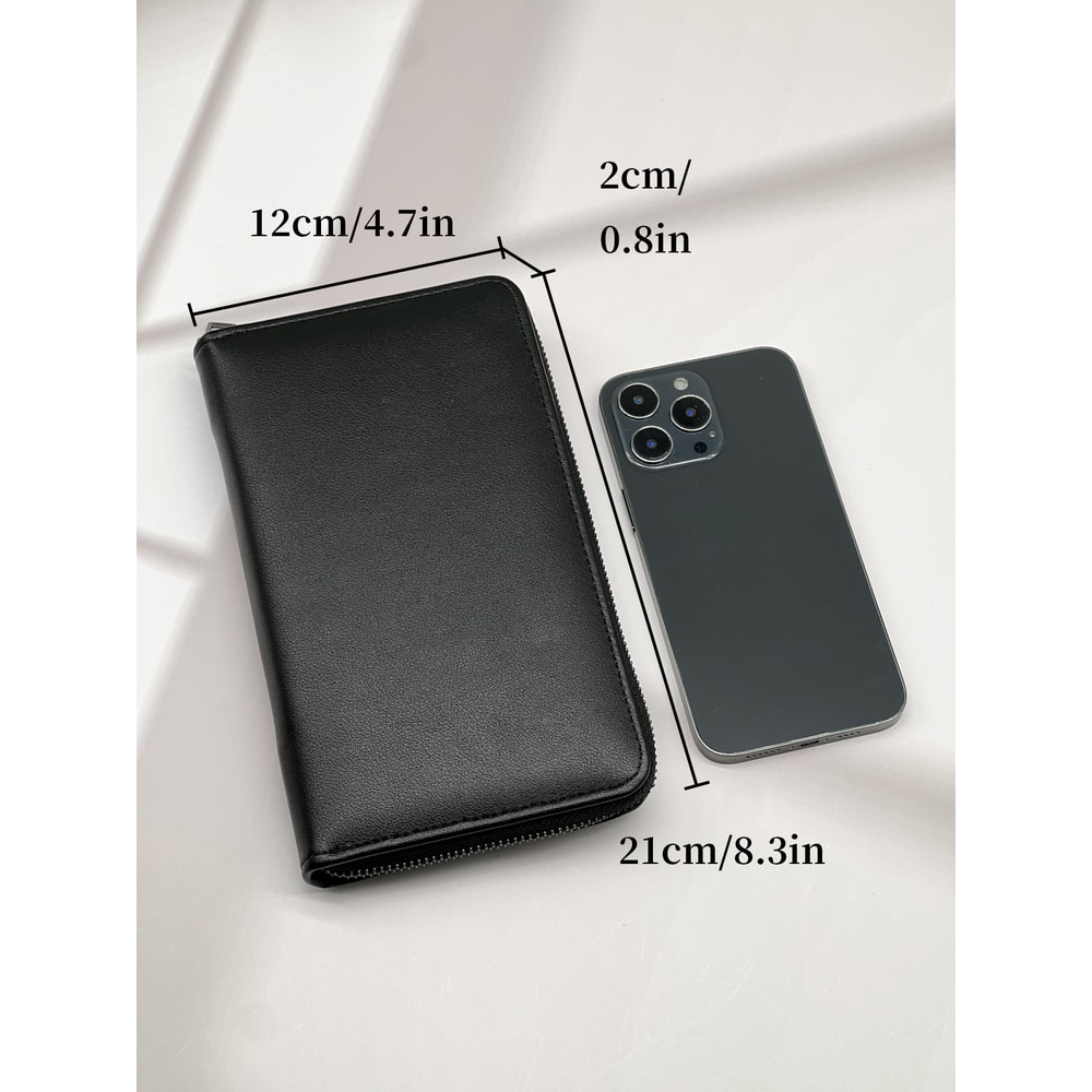 Fashion Simple Black Long Wallet Multi Card Large Capacity Portable Cell Phone Wallet 2