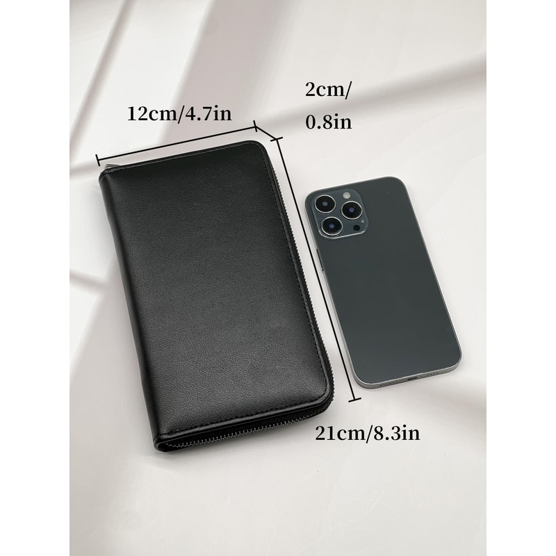 Fashion Simple Black Long Wallet Multi Card Large Capacity Portable Cell Phone Wallet 2