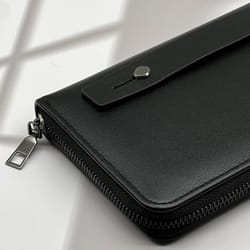 fashion simple black long wallet multi card large capacity & portable cell phone wallet