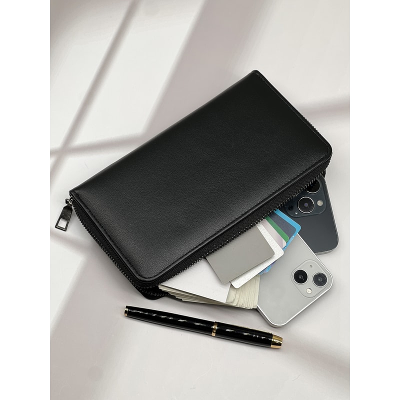 Fashion Simple Black Long Wallet Multi Card Large Capacity Portable Cell Phone Wallet 3