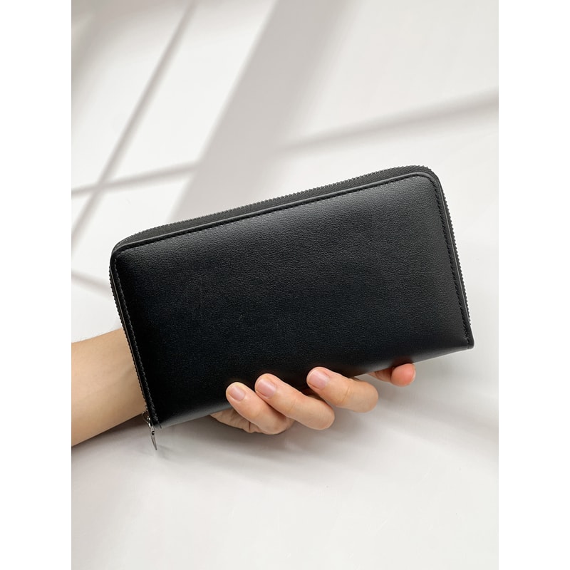 Fashion Simple Black Long Wallet Multi Card Large Capacity Portable Cell Phone Wallet 5