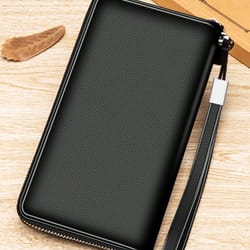 simple solid color long wallet business style multi card holder portable mobile wallet for men & women