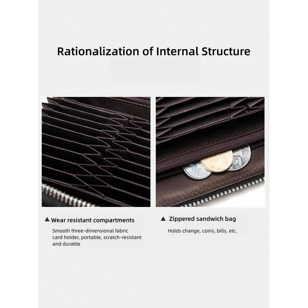 Simple Solid Color Long Wallet Business Style Multi Card Holder Portable Mobile Wallet For Men Wom 2