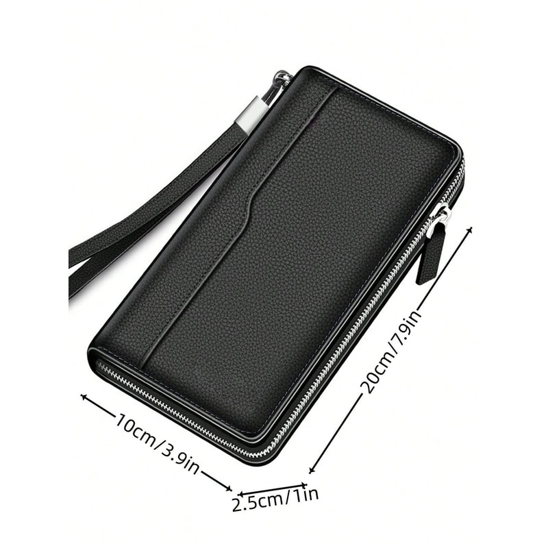 Simple Solid Color Long Wallet Business Style Multi Card Holder Portable Mobile Wallet For Men Wom 3