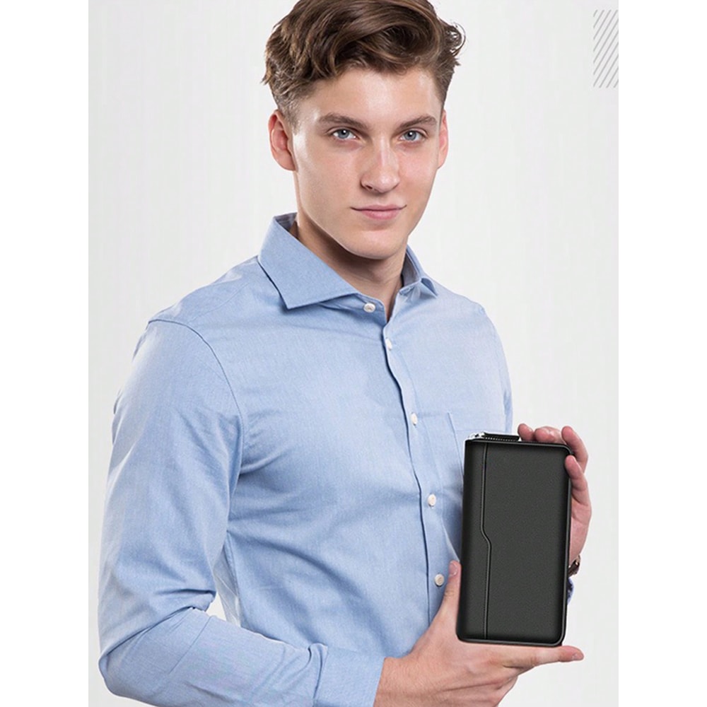 Simple Solid Color Long Wallet Business Style Multi Card Holder Portable Mobile Wallet For Men Wom 4