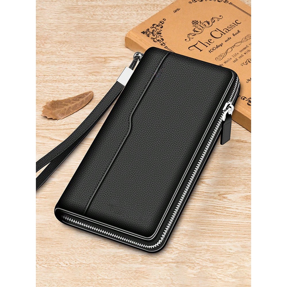 Simple Solid Color Long Wallet Business Style Multi Card Holder Portable Mobile Wallet For Men Wom 5
