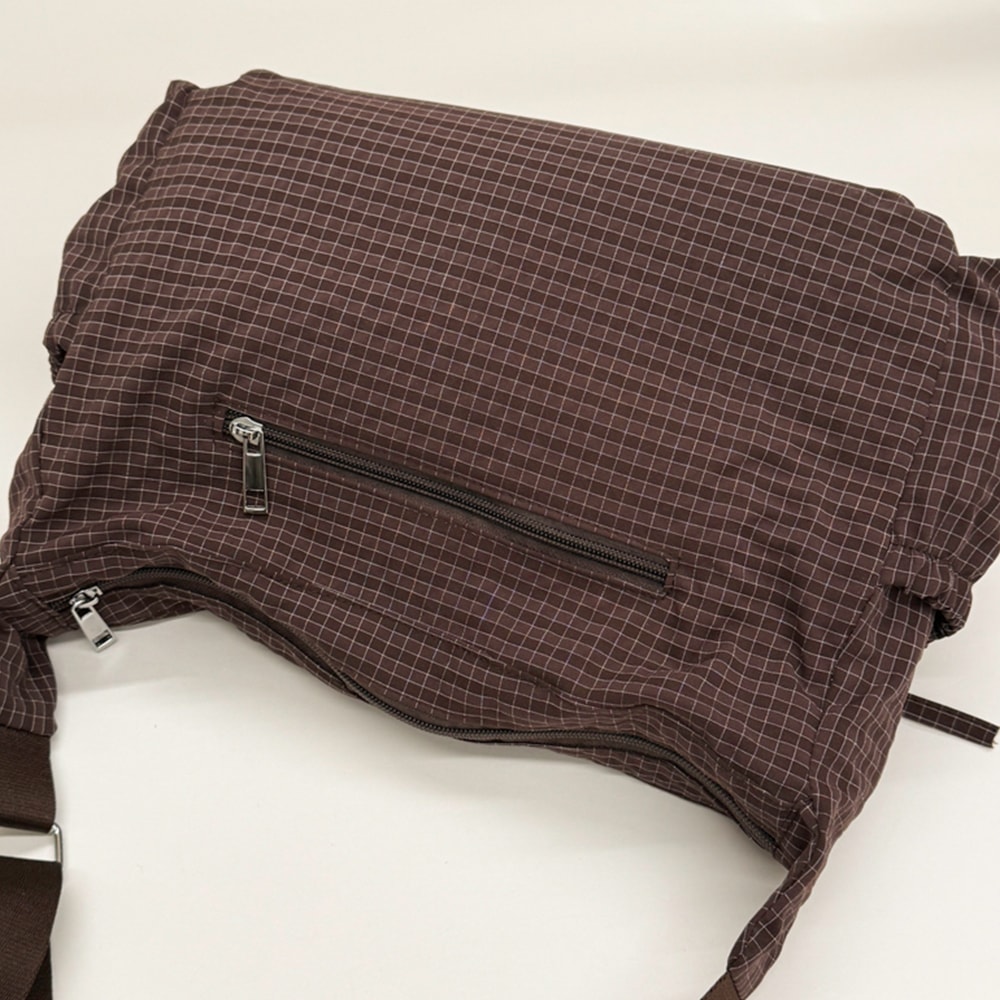 Retro Grid Single Shoulder Bag Large Capacity Stylish Versatile For School Work And Commuting Unis 2