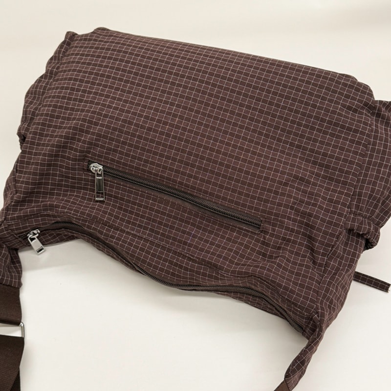 Retro Grid Single Shoulder Bag Large Capacity Stylish Versatile For School Work And Commuting Unis 2