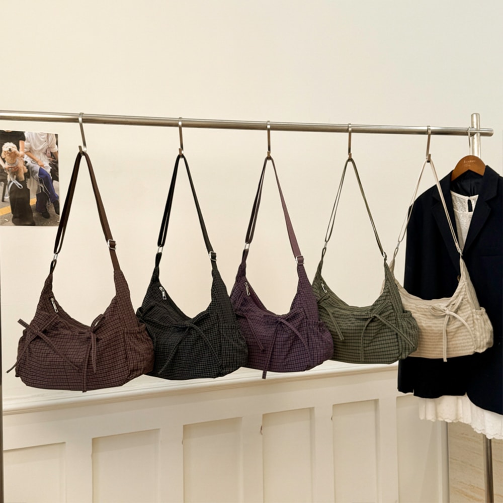 Retro Grid Single Shoulder Bag Large Capacity Stylish Versatile For School Work And Commuting Unis 3