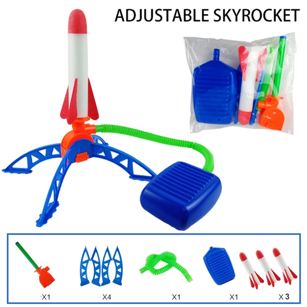 Outdoor Air Powered Rocket Launcher for Kids Soaring Fun with Foot Pump & Jumpsuit
