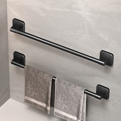 self adhesive bathroom towel rack white & black towel holder for effortless installation