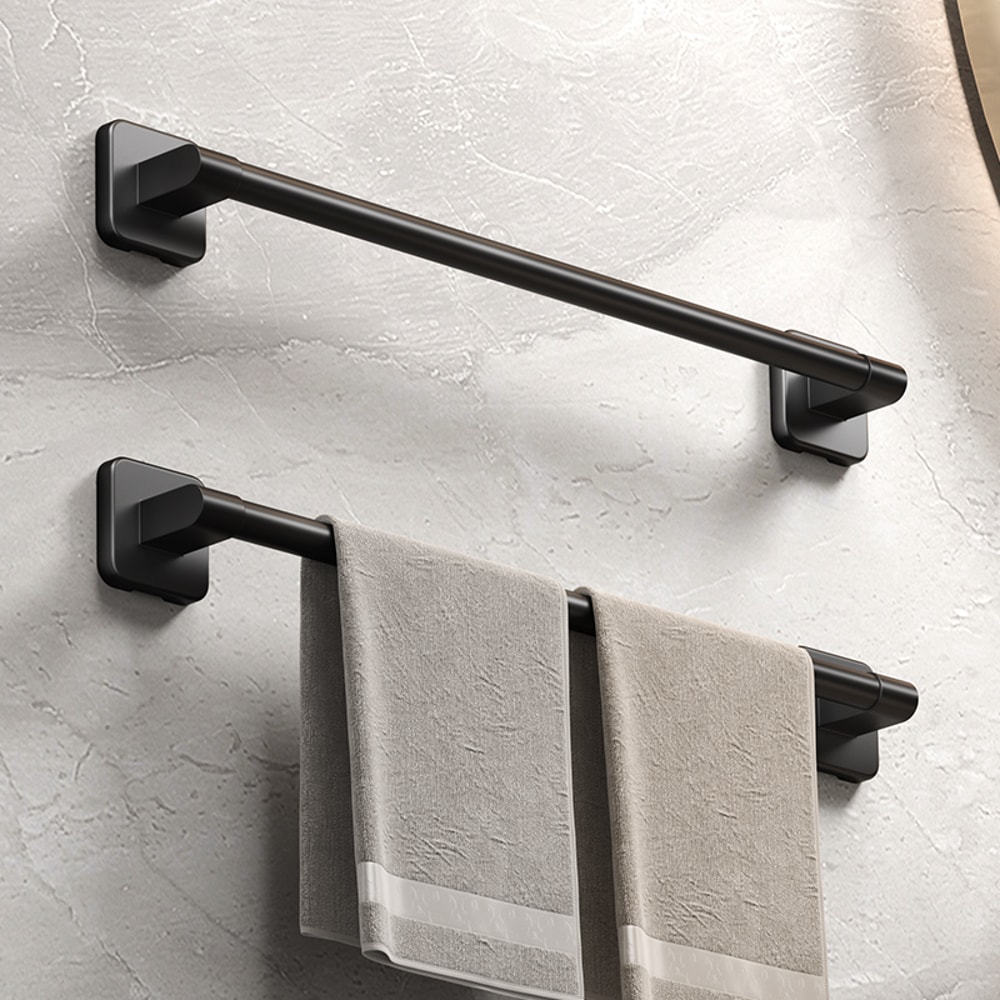 Self Adhesive Bathroom Towel Rack White Black Towel Holder For Effortless Installation 2