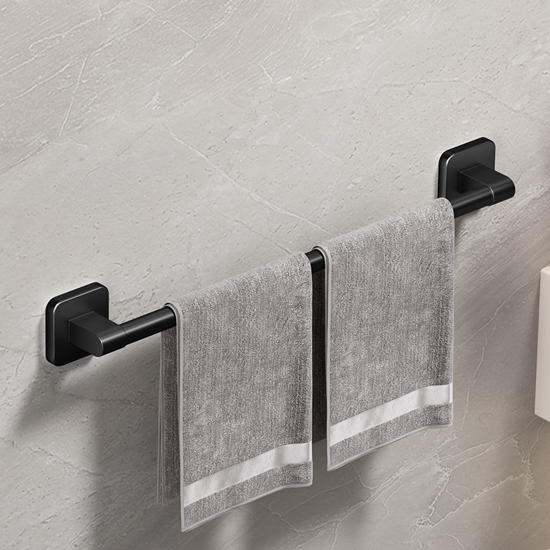 Self Adhesive Bathroom Towel Rack White Black Towel Holder For Effortless Installation 3