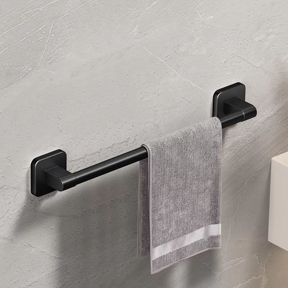 Self Adhesive Bathroom Towel Rack White Black Towel Holder For Effortless Installation 5