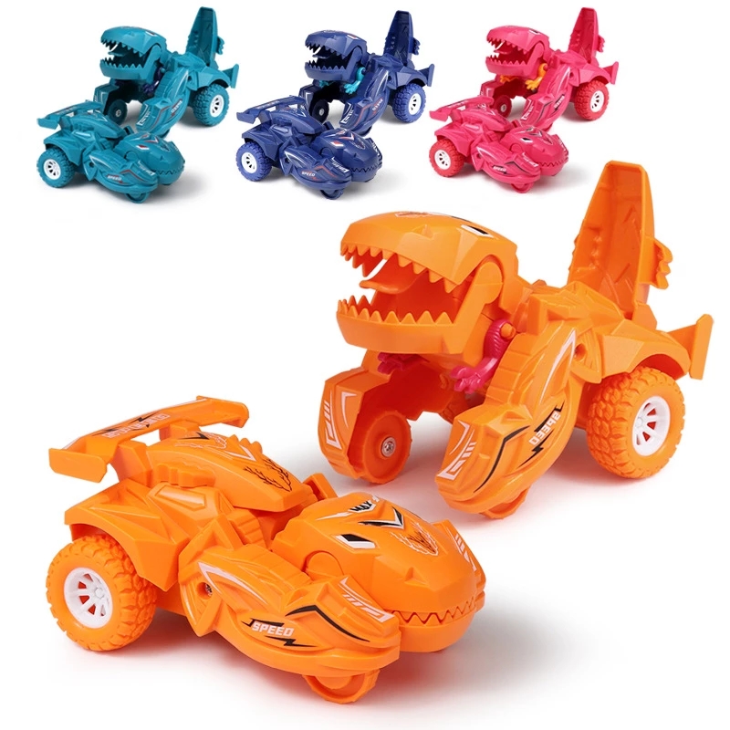 Dinosaur Transformation Car Toy for Boys Mini Vehicles with One Step Action and Collision Transformation