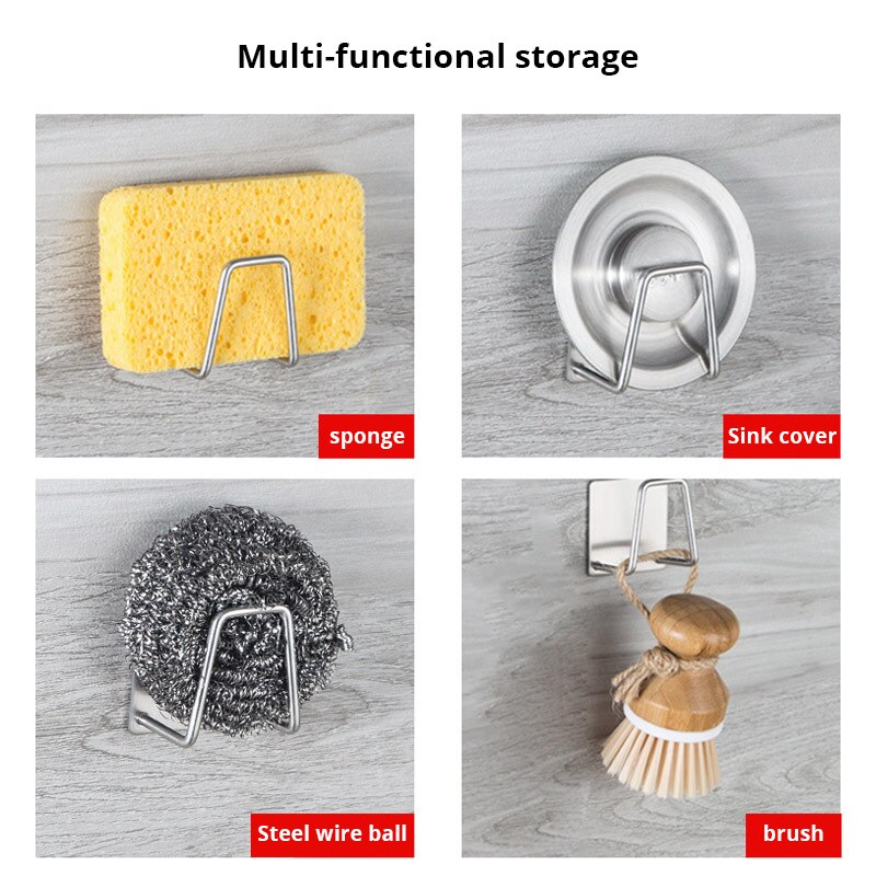 Stainless Steel Sink Sponge Rack For Steel Wire Balls Sponges Space Saving Kitchen Organizer 1