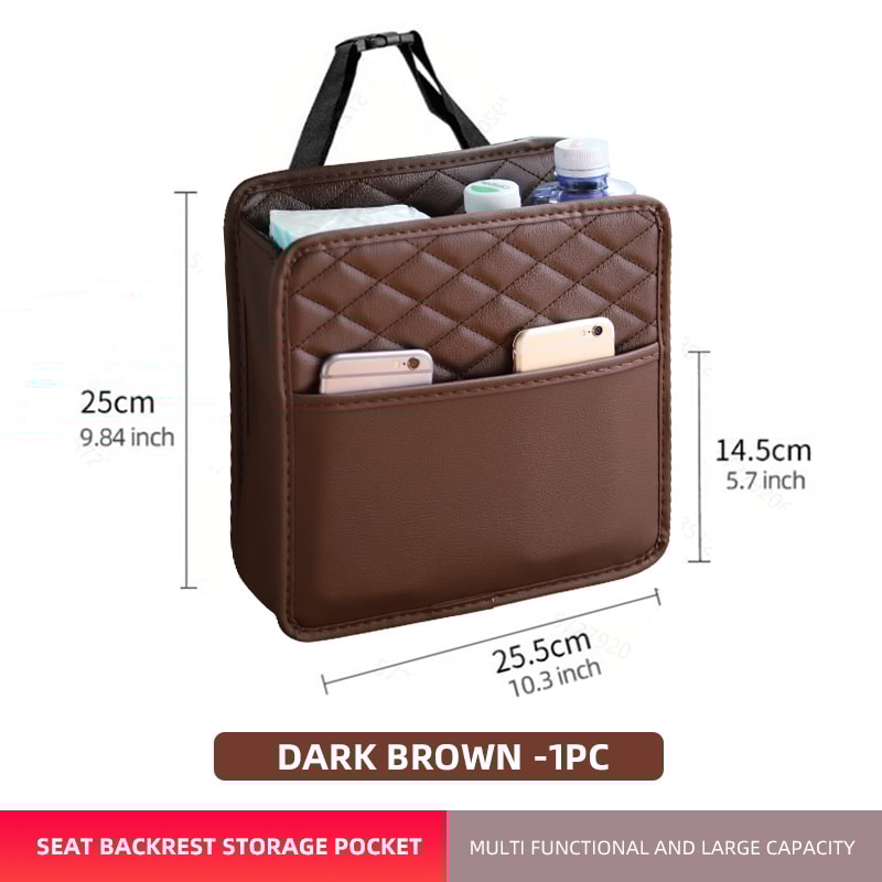 Multifunctional Car Seat Storage Bag Leather Garbage Storage Bag For Cars 7