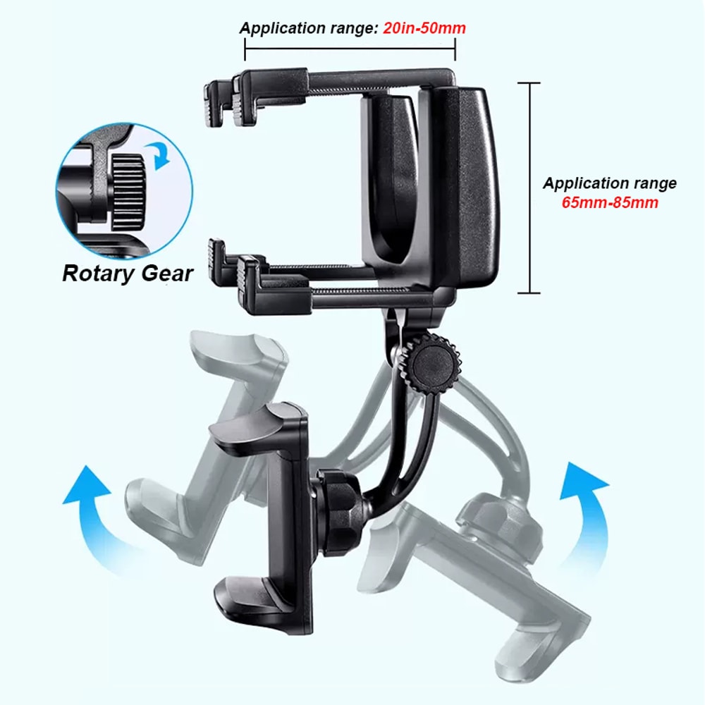 Rearview Mirror Phone Holder For Car Adjustable Rotation Phone Mount With Stable Gripper For Smartp 4