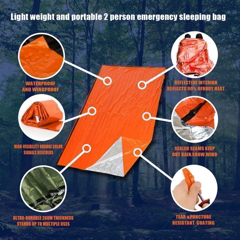 Portable Emergency Survival Sleeping Bag Waterproof Thermal Bivy For Camping And Hiking 4