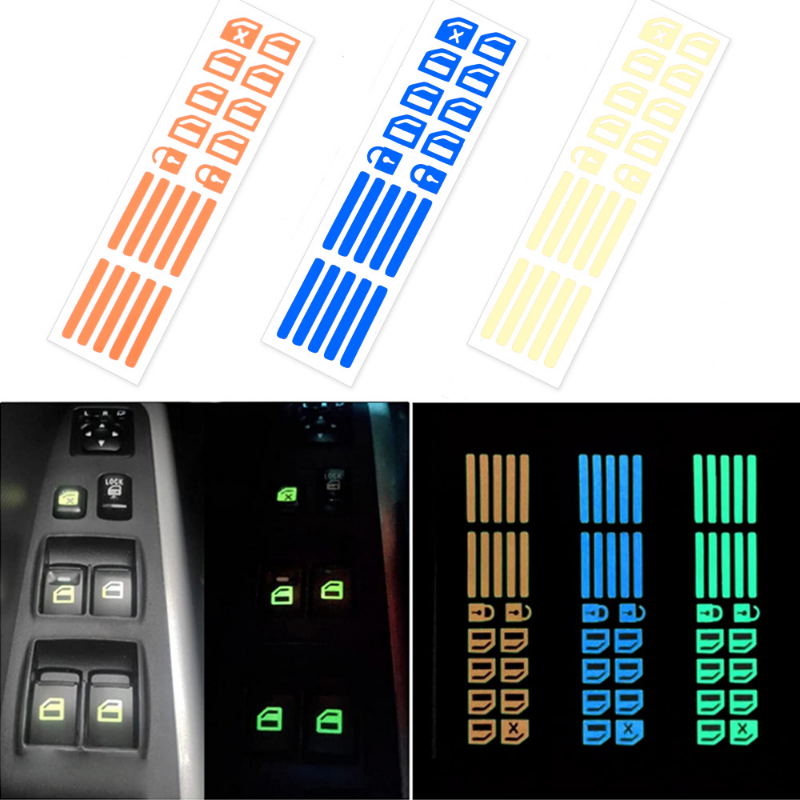 Glow Night Car Window Switch Stickers Luminous Interior Button Decals For Easy Night Driving 2