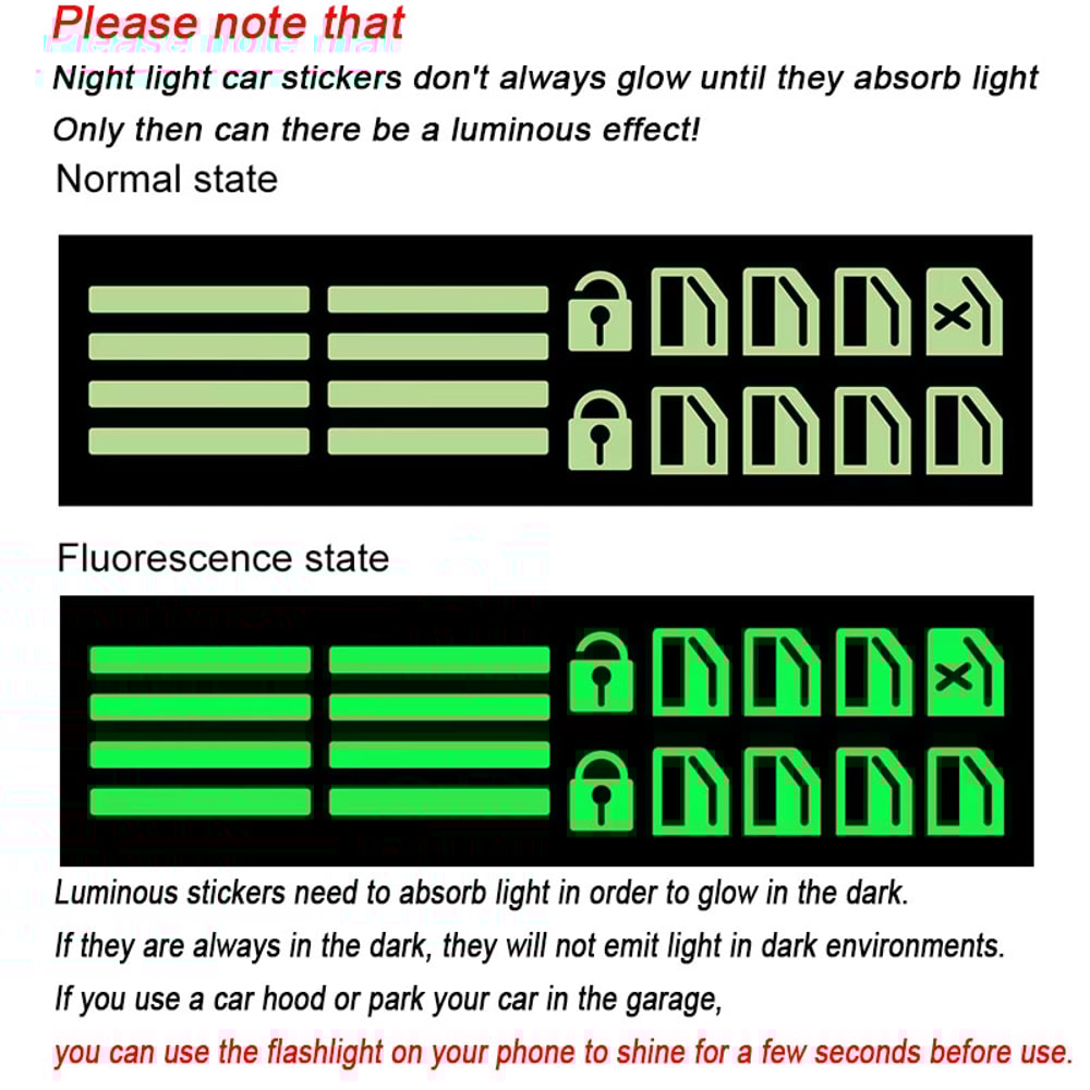 Glow Night Car Window Switch Stickers Luminous Interior Button Decals For Easy Night Driving 4