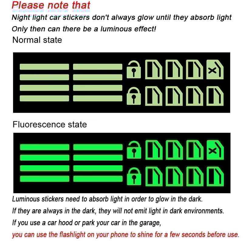 Glow Night Car Window Switch Stickers Luminous Interior Button Decals For Easy Night Driving 4