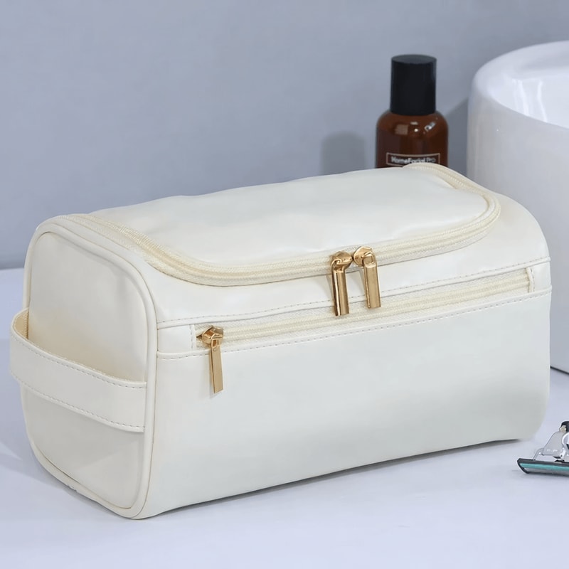 Leather Toiletry Bag Hanging Travel Dopp Kit Organizer 5
