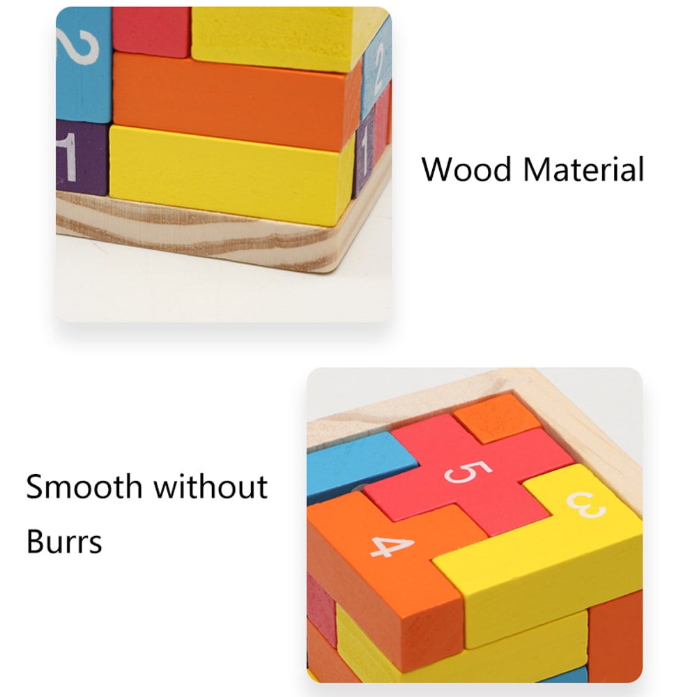Colorful Wooden Puzzle Cube Classic Luban Lock Brain Teaser Toy for Kids & Adults