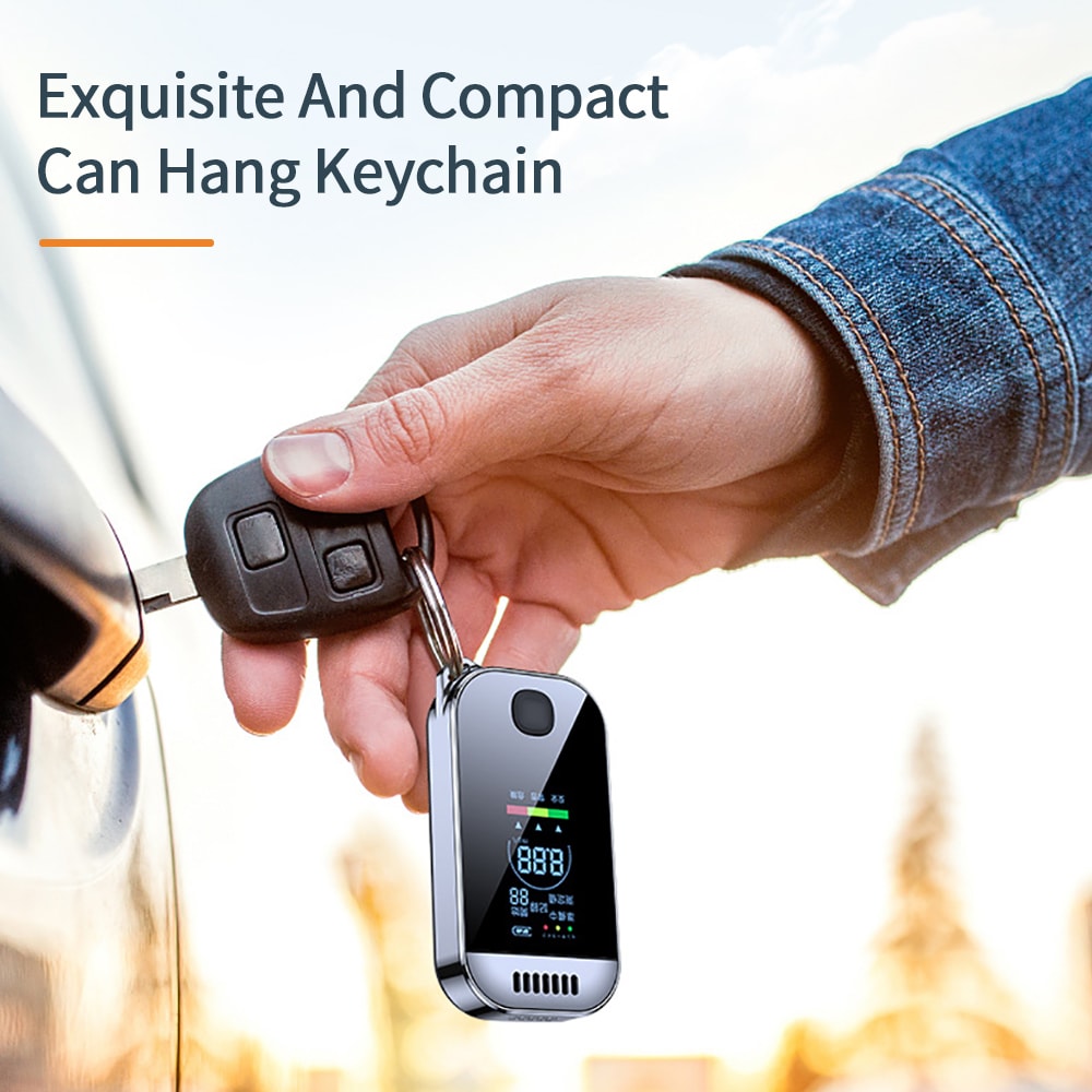 Professional Digital Alcohol Tester Breathalyzer with LCD Display & USB Rechargeable Keychain