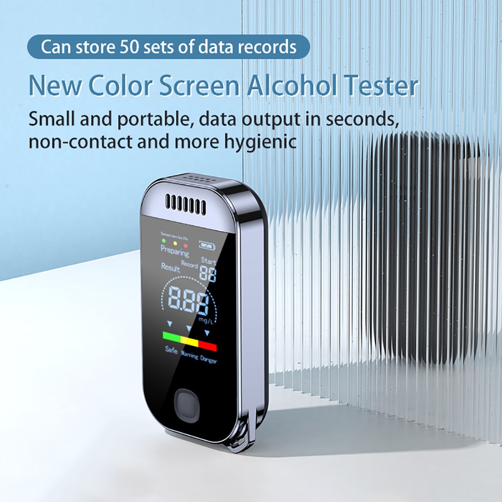 Professional Digital Alcohol Tester Breathalyzer with LCD Display & USB Rechargeable Keychain