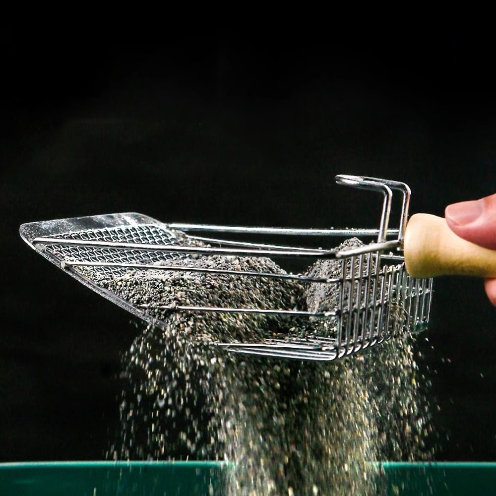 Stainless Steel Cat Litter Scoop With Wooden Handle Washable Rust Resistant 1