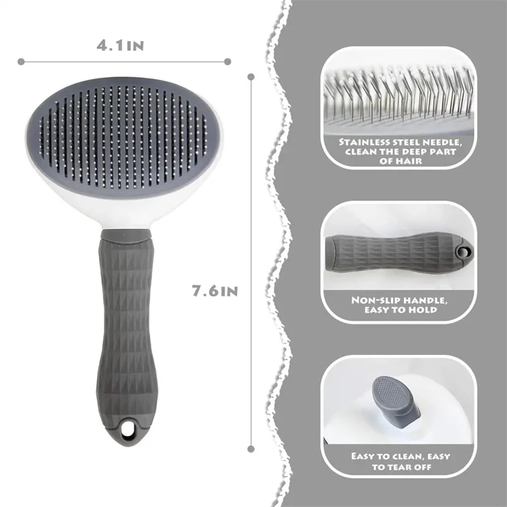 Self Cleaning Pet Hair Removal Comb For Cats And Dogs Grooming Brush Slicker For Effortless Hair R 3